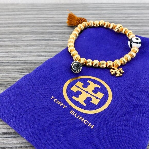 Tory Burch Women's Roxanne Beaded Tassel Bracelet Gold OS - Picture 8 of 9